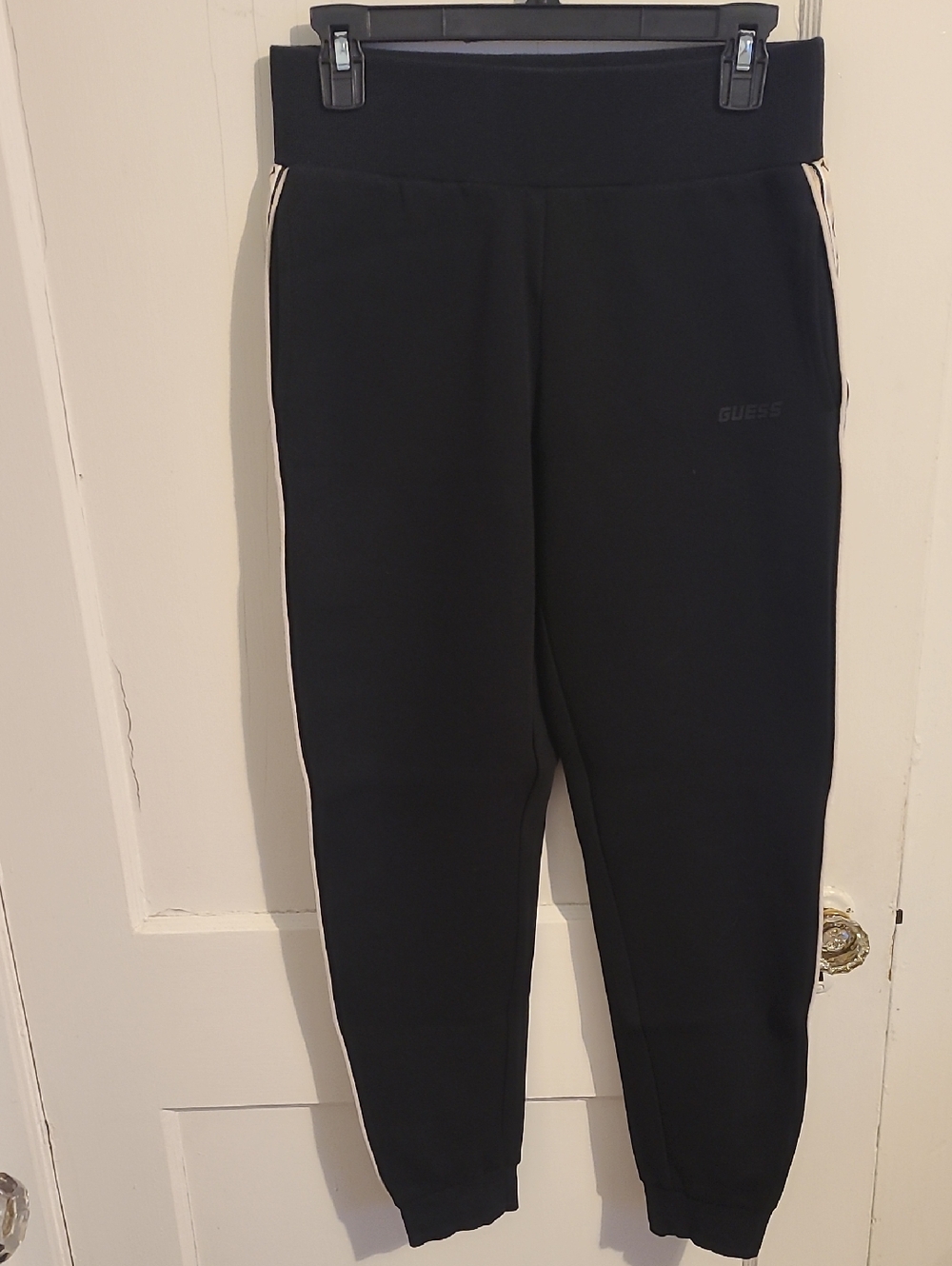 Guess Black Joggers with Cream Side Stripe